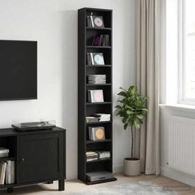 vidaXL Ντουλάπα CD Μαύρη Δρυς 33 x 23,5 x 175 εκ. Επεξεργασμένο Ξύλο