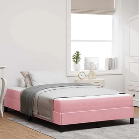 vidaXL Κρεβάτι box spring με στρώμα Ροζ 120 x 200 cm Βελούδο