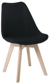 MARTIN Καρέκλα Οξιά Φυσικό, Ύφασμα Μαύρο, Μονταρισμένη Ταπετσαρία -  49x57x82cm