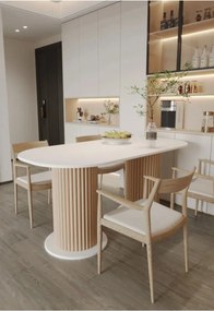 Stewehome Τραπεζαρία Οβάλ Λευκό Τραπέζι με Κομψό Σχεδιασμό και Εύκολη Συναρμολόγηση 90x18 cm