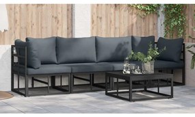 vidaXL Σετ Καναπέ Κήπου με μαξιλάρι 4 pcs Μαύρο Αλουμίνιο