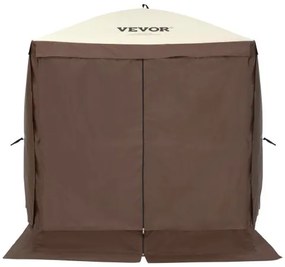 VEVOR Pop Up Gazebo Tent Pop-Up Screen Tent 4 Sided Canopy Sun Shelter Brown