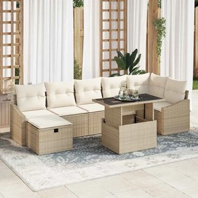 vidaXL Σετ Καναπέ Κήπου 8 pcs Μπεζ συνθετικό ρατάν