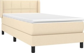 vidaXL Κρεβάτι Boxspring με Στρώμα Κρεμ 100 x 200 εκ. Υφασμάτινο