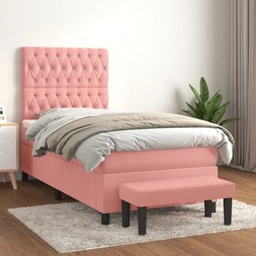 ΚΡΕΒΑΤΙ BOXSPRING ΜΕ ΣΤΡΩΜΑ ΡΟΖ 90X190 ΕΚ. ΒΕΛΟΥΔΙΝΟ 3138000