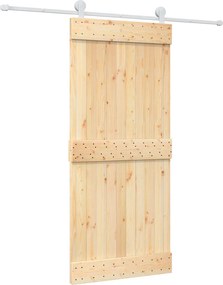 vidaXL Συρόμενη Πόρτα Φυσικό και Λευκό 90 x 210 cm