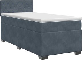 vidaXL Κρεβάτι box spring με στρώμα Σκούρο Γκρι 100 x 200 cm Βελούδο