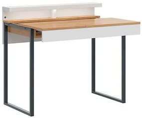 Τραπέζι γραφείου Boston 362, Με συρτάρια, Αριθμός συρταριών: 1, 85x100x57cm, 32 kg, Άσπρο, Arlington δρυς | Epipla1.gr