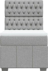 vidaXL Κρεβάτι Boxspring με Στρώμα Ανοιχτό Γκρι 90x200 εκ. Υφασμάτινο