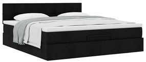 vidaXL Οθωμανικό κρεβάτι με στρώμα Μαύρο 180x200cm Ύφασμα