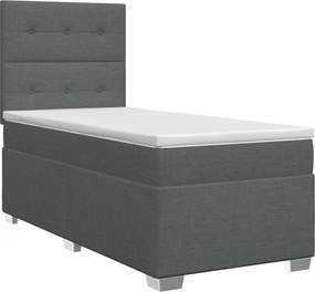 vidaXL Κρεβάτι box spring με στρώμα Σκούρο Γκρι 100 x 200 cm Ύφασμα