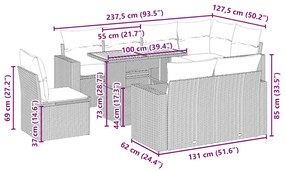 vidaXL Σαλόνι Κήπου Σετ 9 τεμ. Μπεζ Συνθετικό Ρατάν με Μαξιλάρια