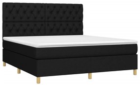 vidaXL Κρεβάτι Boxspring με Στρώμα &amp; LED Μαύρο 160x200 εκ. Υφασμάτινο