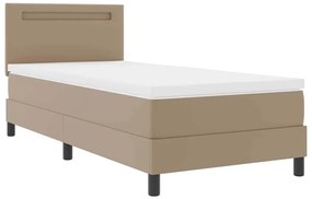 vidaXL Κρεβάτι με Στρώμα Καπουτσίνο 100 x 200 cm Τεχνητό δέρμα