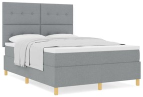 vidaXL Κρεβάτι με Βάση και Στρώμα Ανοιχτό Γκρι 140x200 εκ Ύφασμα