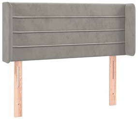 Κεφαλάρι με Πτερύγια Ανοιχτό Γκρι 93x16x78/88 εκ. Βελούδινο - Γκρι