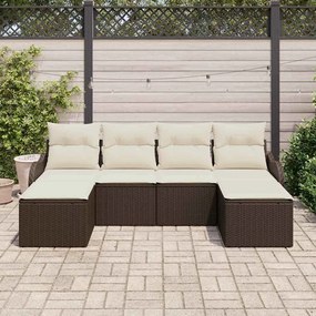 vidaXL Σετ Καναπέ Κήπου με μαξιλάρι 6 pcs Καφέ Πολυ ράταν