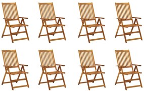 vidaXL Καρέκλες Κήπου Πτυσσόμενες 8 Τεμαχίων από Μασίφ Ξύλο Ακακίας