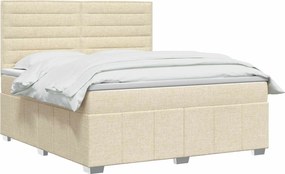 vidaXL Κρεβάτι box spring με στρώμα Κρεμ 140 x 200 cm Ύφασμα
