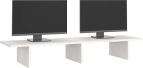 vidaXL Βάση Οθόνης Λευκή 100x27x15 εκ. από Μασίφ Ξύλο Πεύκου