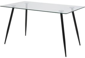 Τραπέζι Oakland 191, Μαύρο, 75x80x140cm, Επεξεργασμένο γυαλί, Μέταλλο