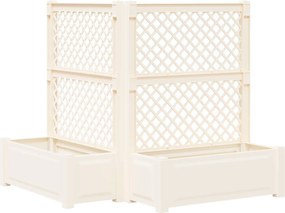 vidaXL Μεγάλη Γλάστρα με Στήριγμα 2 pcs Λευκό 143 x 143 x 133,5 εκ PP