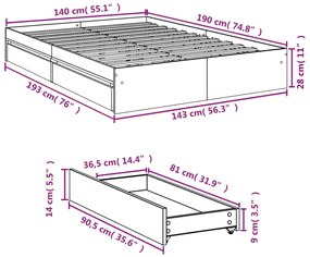 ΠΛΑΙΣΙΟ ΚΡΕΒΑΤΙΟΥ ΜΕ ΣΥΡΤΑΡΙΑ ΓΚΡΙ ΣΚΥΡ. 140X200 ΕΚ. ΕΠΕΞ. ΞΥΛΟ 3280660