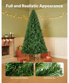 VEVOR Christmas Tree, 2.2m Artificial Xmas Tree, Full Holiday Decor Trees with 1346 Branch Tips &amp; Sturdy Metal Base for Home Party Office Decoration