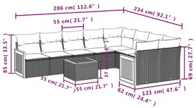 vidaXL Σετ Καναπέ Κήπου 10 τεμ. Μπεζ Συνθετικό Ρατάν με Μαξιλάρια