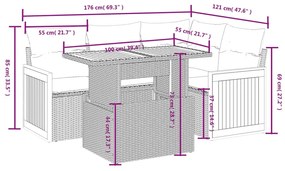 vidaXL Σετ Καναπέ Κήπου 5 Τεμαχίων Μαύρο Συνθετικό Ρατάν με Μαξιλάρια