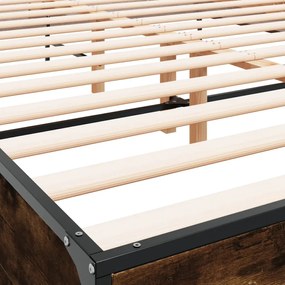vidaXL Πλαίσιο Κρεβατιού Καπνιστή Δρυς 160x200εκ. Επεξ. Ξύλο &amp; Μέταλλο