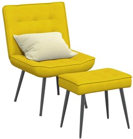 Πολυθρόνα Relax Κίτρινη Βελούδινη με Σκαμπό