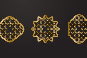 Σετ των 3 Intra απο ξύλο plywood 3mm-4mm πάχος Αραβικό παράθυρο με παραδοσιακό στολίδι Δίασταση 8x8 cm INTRAFABR-81134861