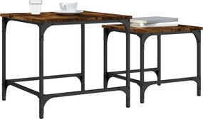 vidaXL Τραπεζάκια Ζιγκόν 2 τεμ. Καπνιστή Δρυς από Επεξεργασμένο Ξύλο
