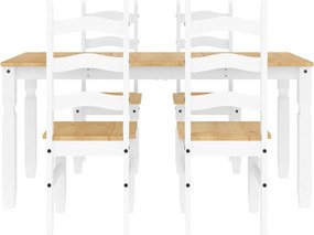 vidaXL Σετ Τραπεζαρίας 5 Τεμαχίων Panama από Μασίφ Ξύλο Πεύκου Λευκό