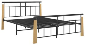 vidaXL Πλαίσιο Κρεβατιού 140 x 200 εκ. Μέταλλο/Μασίφ Ξύλο Δρυός