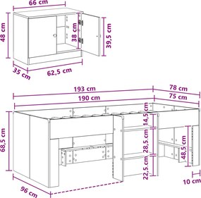 vidaXL Κρεβάτι σοφίτας με ντουλάπι με αποθήκευση 3 τμχ. Sonoma Δρυς