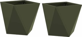 vidaXL Γλάστρα 2 pcs Ελιά Πράσινη 30 x 30 x 30 cm Ατσάλι