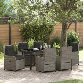 vidaXL Σέτ φαγητού για κήπο 7 pcs Γκρι συνθετικό ρατάν