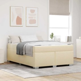 vidaXL Σκελετός Κρεβατιού με στρώμα Κρεμ 140 x 200 cm ύφασμα
