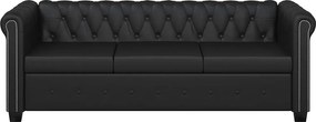 vidaXL Καναπέδες Chesterfield Διθέσιος + Τριθέσιος Μαύρο Συνθ. Δέρμα