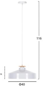 ΦΩΤΙΣΤΙΚΟ ΟΡΟΦΗΣ ΚΡΕΜΑΣΤΟ HM4159.02 ΛΕΥΚΟ ΜΕΤΑΛΛΙΚΟ ΚΑΠΕΛΟ Φ40x116Υεκ - 0537102 - HM4159.02