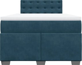 vidaXL Κρεβάτι Boxspring με Στρώμα Μπλε 120x190 εκ. Βελούδινο