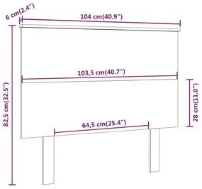 Κεφαλάρι Κρεβατιού Μαύρο 104x6x82,5 εκ. Μασίφ Ξύλο Πεύκου - Μαύρο