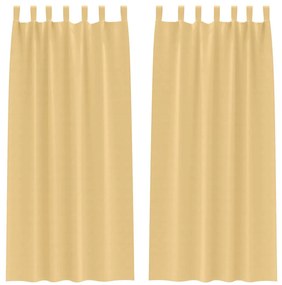 vidaXL Κουρτίνες με κουρτίνες 2 pcs Μπεζ 245x140εκ. Πολυεστέρας