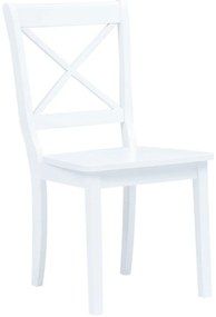 vidaXL Καρέκλες Τραπεζαρίας 6 τεμ. Λευκές Μασίφ Ξύλο Καουτσουκόδεντρου