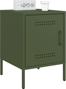 vidaXL Κομοδίνο Πράσινο Λαδί 36x39x50,5 εκ. από Χάλυβα