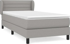 vidaXL Κρεβάτι Boxspring με Στρώμα Ανοιχτό Γκρι 90x200 εκ. Υφασμάτινο