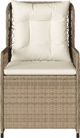 vidaXL Καρέκλες Κήπου Ανακλινόμενες 2 τεμ. Μπεζ Συνθ. Ρατάν