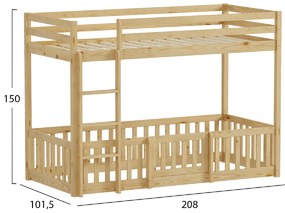 ΠΑΙΔΙΚΗ ΚΟΥΚΕΤΑ ΜΕ ΠΑΡΚΑΚΙ PLAYKID HM703.01 ΞΥΛΟ ΠΕΥΚΟΥ ΦΥΣΙΚΟ ΓΙΑ 190x90εκ